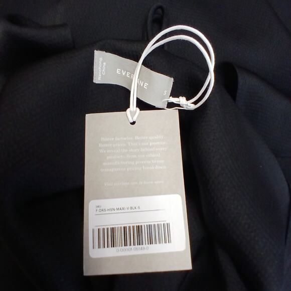 Everlane SZ S The Satin V-Neck Maxi Dress Black NWT - Picture 6 of 6